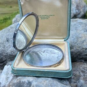 🌺 Antique Sterling Art Deco Mirror Compact